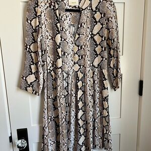 Maeve Anthropologie Snake Print V-Neck Dress M Medium